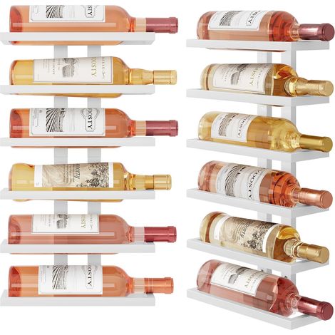 Étagère à vin Murale, Porte-Bouteilles, étagère à Bouteilles avec 6 Niveaux, en métal, étagère à vin, pour Salle à Manger, Chambre à Coucher, Cave à vin, Blanc (1/5)