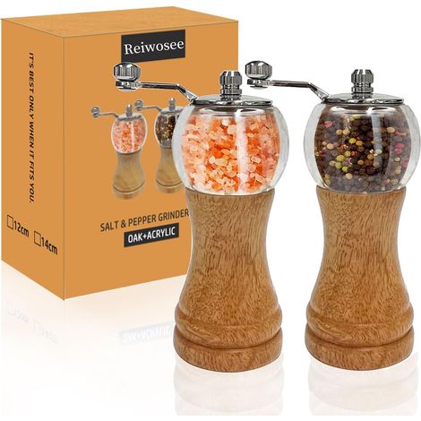 1pcs - Moulin à Poivre - Moulin à Sel - Broyage Réglable - Lame en Céramique - Pour Cuisine et Restaurant - Transparent - 15cm (1/5)