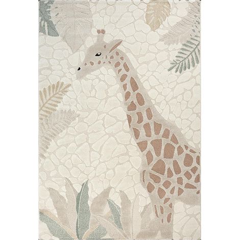 Tapis enfant LYN9 GIR AF 60x110 cm Crème - Tapis facile d'entretien, doux et soyeux