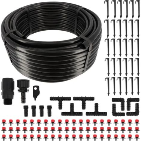 Kit Arrosage Goutte A Goutte - Tuyau 30 M - Diamètre 16 Mm - 60 Goutteurs Réglables - Pour Serre Potager Jardin - 1 Pièce