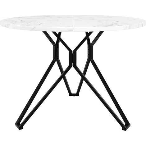 Tavolo da pranzo rotondo 100 x 100 x 76 cm in MDF effetto marmo nero con gambe in metallo (1/5)
