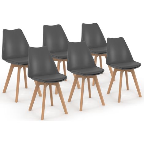 Set aus 6 skandinavischen Esszimmerstühlen SARA dunkelgrau (1/5)
