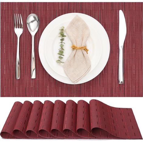 Lot de 6 protège-tables beiges en PVC lavable, 30 x 43,5 cm, résistants à la chaleur (1/5)