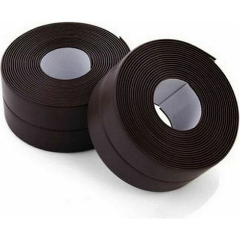 Rouleau d'étanchéité,2 Rouleaux Bande Etancheite Autocollante Imperméable, PVC Ruban Adhesif de Scellage Mural,Douche,Toilette,Cuisine,Salle de Bains (Marron) (1/5)