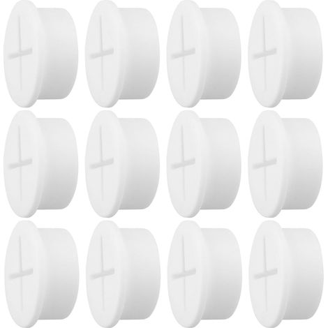Pasacables de oficina, fundas de goma blanda y silicona de 20 mm para escritorios, mesas y otros muebles, color blanco (paquete de 12). (1/5)