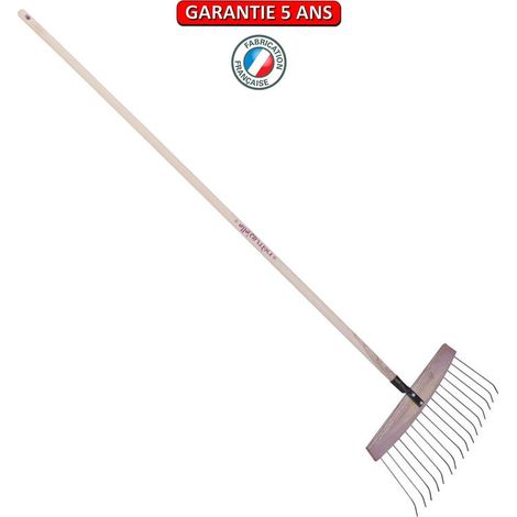 Laub- und Grasrechen, Holz/Stahl, 16 Zähne, 165cm Stiel - Framboisine OUTILS PERRIN