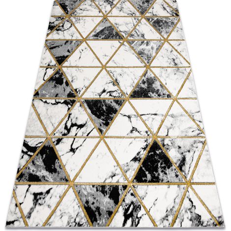 Tappeto EMERALD esclusivo 1020 glamour, elegante Marmo, triangoli nero / oro beige 240x330 cm