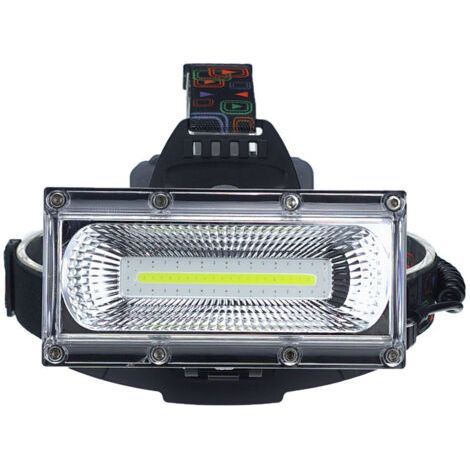 Lampe frontale, LED lampe frontale rechargeable COB haute luminosité, lampe de travail étanche pour le camping, la pêche, la randonnée, le grand récipient de batterie [Classe énergétique A+++] (1/5)