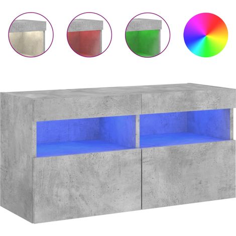 Maison Exclusive - TV-Wandschrank mit LED-Leuchten Betongrau 80x3