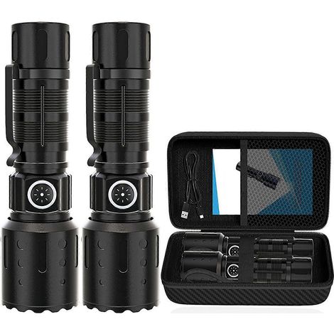 Stück superhelle LED-Taschenlampen, USB-wiederaufladbar, Teleskop-Zoom-Taschenlampe für Zuhause, Outdoor, Camping (1/4)