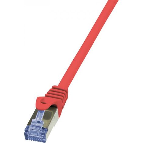 LogiLink CQ3014S RJ45 Cavo di rete, cavo patch CAT 6A S/FTP 0.25 m Rosso Ritardante di fiamma, con protezione 1 pz.