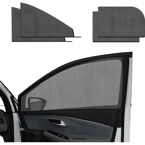 Juego de 4 parasoles para coche, parasoles automáticos de malla transpirable para ventanas traseras, parasoles resistentes a los rayos UV para bebés y niños, cortinas para acampar en coche, protección (1/4)