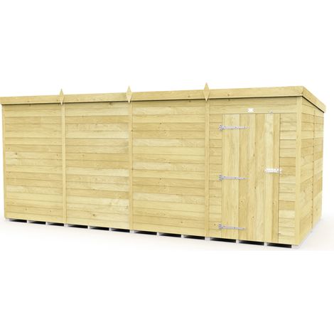 16 x 8 Feet Pent Shed - Single Door Without Windows - Wood - L231 x W474 x H201 cm