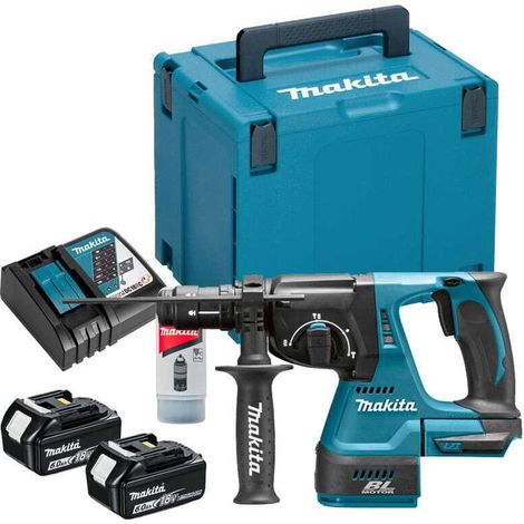 Makita – Marteau perforateur sans fil 18V – Moteur Brushless – Force de frappe 2,0J – SDS-plus – Pour béton armé et bois dur – 2 batteries 6,0Ah + chargeur (1/5)