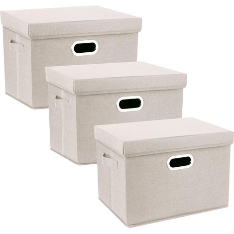 Set of 3 storage boxes, 44x30x29 cm, polyester fabric, foldable, washable, for home and office (1/5)