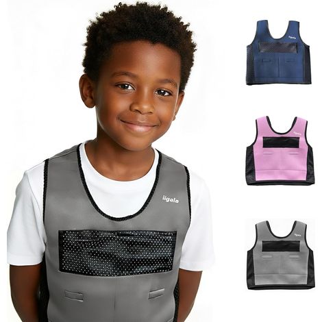 Gilet de Compression Lesté Sensoriel pour Enfants Autistes  6 Coussinets de Poids Amovibles, Néoprène Apaisant, Anti-surcharge Sensorielle SPD (1/5)