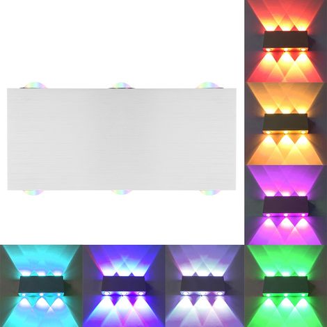 LED-Farben-RGB-Wandleuchte aus Aluminium für den Innenbereich, wasserdichte Dekorationslampe für Schlafzimmer (rechteckig, 6 W) (1/5)