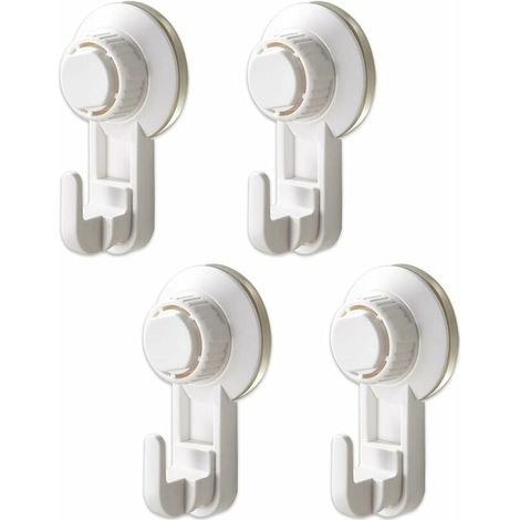 Crochets à Ventouse Sous Vide Lot de 4, Ventouse Crochet Puissante Sans Perçage, Crochets de Salle de Bain de Cuisine Etanches Réutilisables, Max 5kg (Blanc) (1/5)