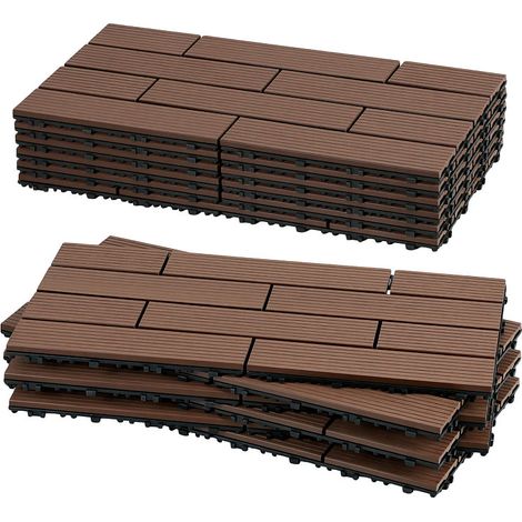 Wolketon Marrone 30x60cm Piastrelle per balconi e terrazze, resistenti alle intemperie e di facile manutenzione 12 pezzi (1/5)