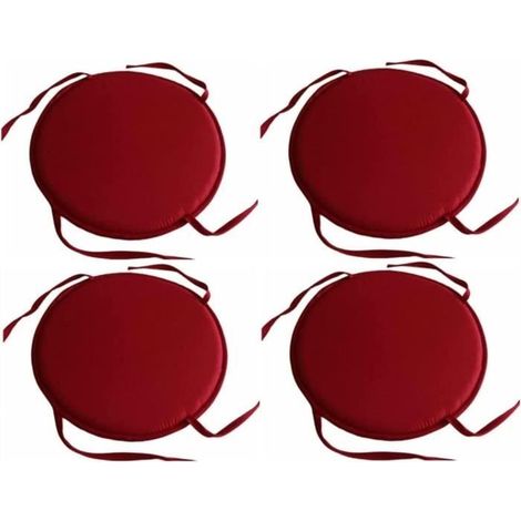Ensemble de 4 Coussins Ronds pour Chaise Intérieure et Extérieure - Rouge (1/4)
