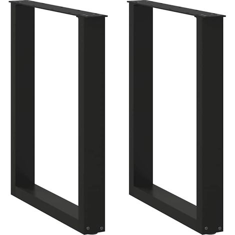 Set di 2 gambe regolabili per tavolo da pranzo a forma di U 70 x 72-73 cm design moderno acciaio nero 020057424