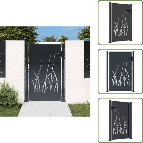 Cancello da giardino in acciaio - vidaXL Cancello da giardino antracite 100x125 cm in acciaio design erba - Cancello con serratura