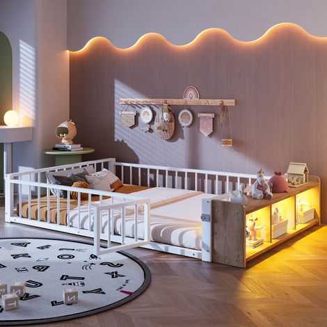 letto struttura 140x200 con LED e vano bianco OKMYHOME (1/5)