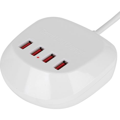 Chargeur USB intelligent à 4 ports avec câble de charge pour les voyages, 20 W, prise 100-240 V. (1/5)