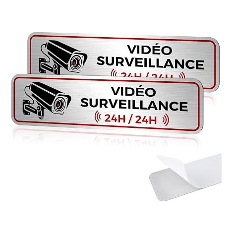 Panels Surveillance Camera, 19 x 5 cm Alarm Video Surveillance Aluminium, Private Property Adhesive, Outdoor Plate (1/5)