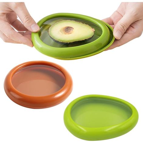 2 Pièces Conteneurs de Conservation des Aliments pour Avocat Tomate, Boîtes de Rangement Réutilisables en Silicone pour Fruits et Légumes, Fruit and Vegetable Anti-oxidation silicone Fruit Storage Box (1/5)