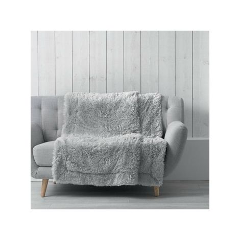 Plaid imitation fourrure - Marilou - 125 x 150 cm - Gris - Livraison gratuite (1/3)