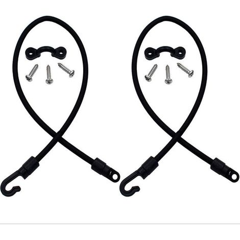 Corde élastique 2 pièces avec crochets et vis de fixation, accessoires kayak, sangle tendeur 18 pouces 6 mm, kit de montage avec boucles (1/5)