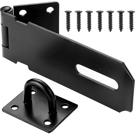10 cm (4 Zoll) Türriegel, Sicherheitsschloss aus Edelstahl 304, Türstopper, Sicherheitsschloss, Vorhängeschlossriegel, schwarz (1/4)