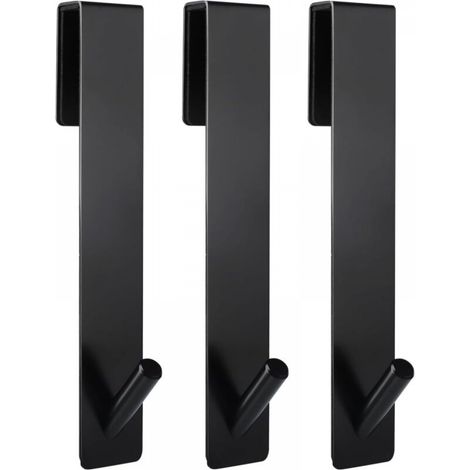 Crochets de porte allongés (18cm) pour porte de douche en verre sans cadre, crochets porte-serviettes, lot de 3,Noir (1/5)