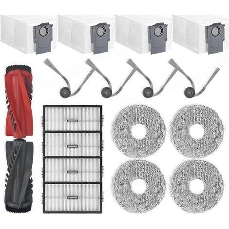 Pièces détachées pour Roborock Qrevo CurvX/Qrevo EdgeT/Saros 10R/S9 MaxV Slim : brosse principale, filtre HEPA, chiffon de nettoyage et sac à poussière (1/5)