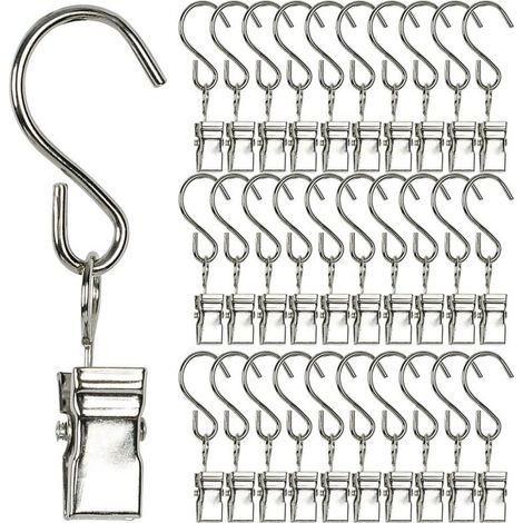 Clip Rideau - Acier Inoxydable - 3,2 cm - Pour Rideaux, Photos, Guirlandes Lumineuses, Toiles, Décoration Intérieure Extérieure - Lot de 50 (1/5)