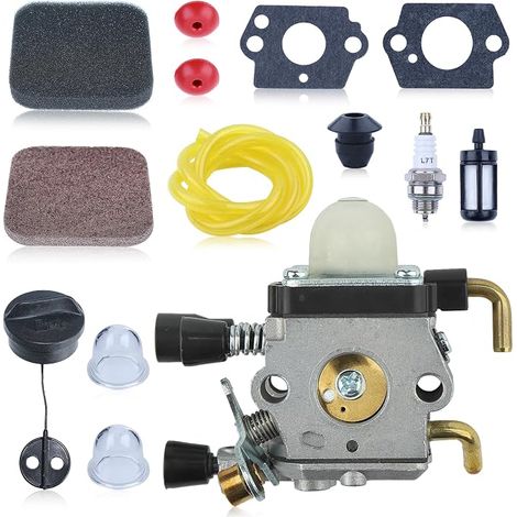 Kit de carburador C1Q-S97 para cortacésped STIHL FS75 FS80 FS80R FS85 FS85R FS85T FS85RX FC75 FC85 HS75 C1Q-S71 C1Q-S97 C1Q-S143 C1Q-S153 C1Q-S186, bujía y filtro de aire. (1/5)