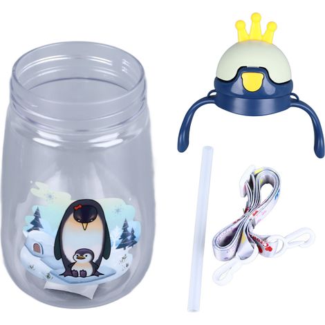 350ml gobelet enfant avec paille et poignée, bouteille transparente, tasse à boire pour garçons et filles (1/5)