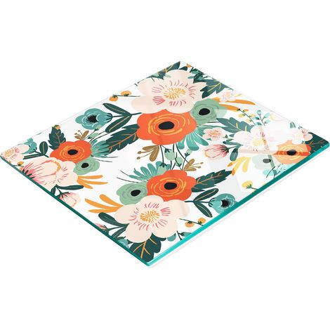 Tabla de servir de cristal para cocina con motivos florales, estilo vintage, 60x52 cm (1/5)