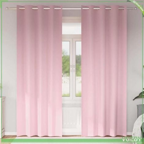 Rideau occultant - FAFEISY - Tissage triple - Rose bébé - 225 x 140 cm - 2 pièces (1/5)