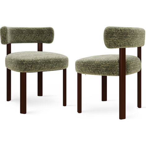 COLAMY Chaise DCW19-GN-FB-N1 - Lot 2 Chaises de salle à manger en bois massif – design épuré et chaleureux - vert