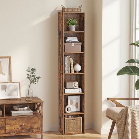 Étagère avec 6 Niveaux, Bibliothèque, pour Bureau à Domicile, Chambre, Salon, Bureau, Marron rustique (1/5)