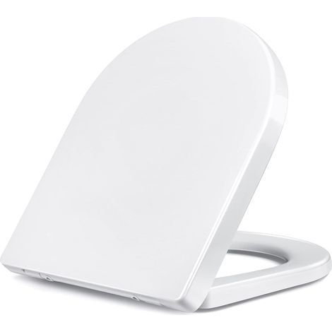 Abattant WC, Siège de Toilette Standard à fermeture douce avec dégagement rapide, fixation facile, Cuvette WC en UF Lunette Toilettes en forme de U/Blanc (1/5)