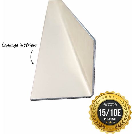 Cornière PREMIUM 2mL en alu 15/10ème 100x100mm - laquage intérieur - RAL1015 - ALUHOME