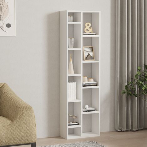 Regal Mortara, 9 Böden, Freistehend, Vertikal, 44x20x150h cm Weiß (1/5)