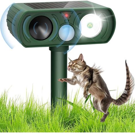Repulsif Chat Exterieur, Repulsif Chat Ultrason Puissant, Ultrason Chat Exterieur Solaire, Étanche IP54 et Détecteur, Repousse Chats Ratons Rongeurs Animaux pour Jardin en Toute Sécurité, Vert (1/5)