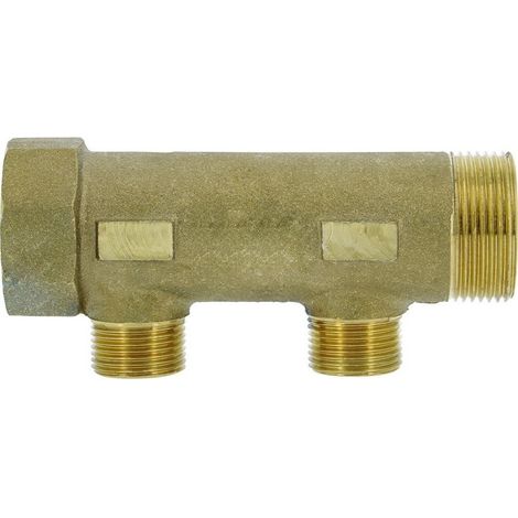 Collecteur de distribution laiton 1"1/4 2 sorties 1/2" à portée plate certifié ACS chauffage et sanitaire - THERMADOR COLC332P