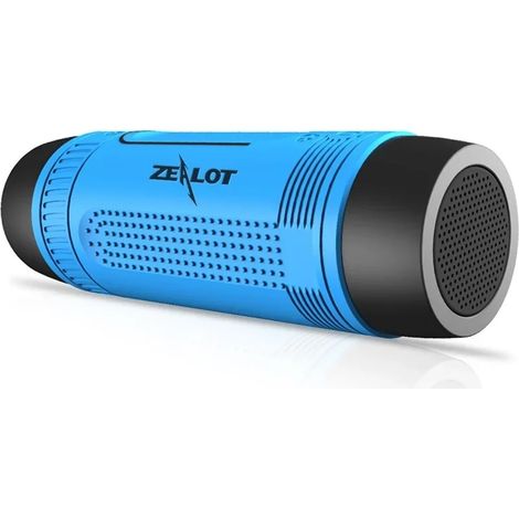 Enceinte Bluetooth portable sans fil d'extérieur (bleue) avec lampe torche, batterie externe et radio FM (1/4)