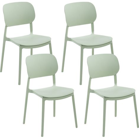 Conjunto de 4 sillas de jardín de plástico sintético apilables para exterior verde claro Tupiza