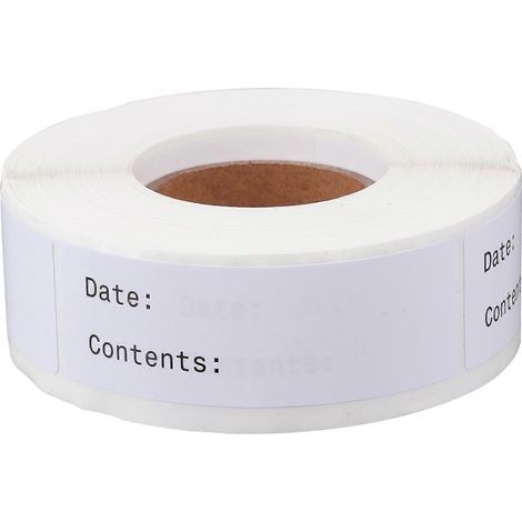 Rolle selbstklebende Etiketten, sortiert nach Kategorien – Praktische Lebensmitteletiketten – 8,8 x 8,8 x 3 cm – Weiß (1/3)